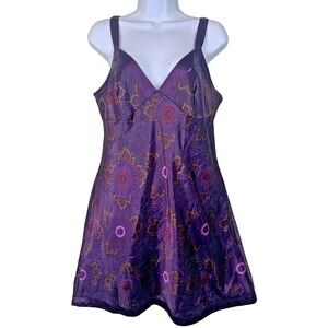 Chanteuse Women M Purple Floral Baby Doll Slip Dress Nightgown Fairy Romantic